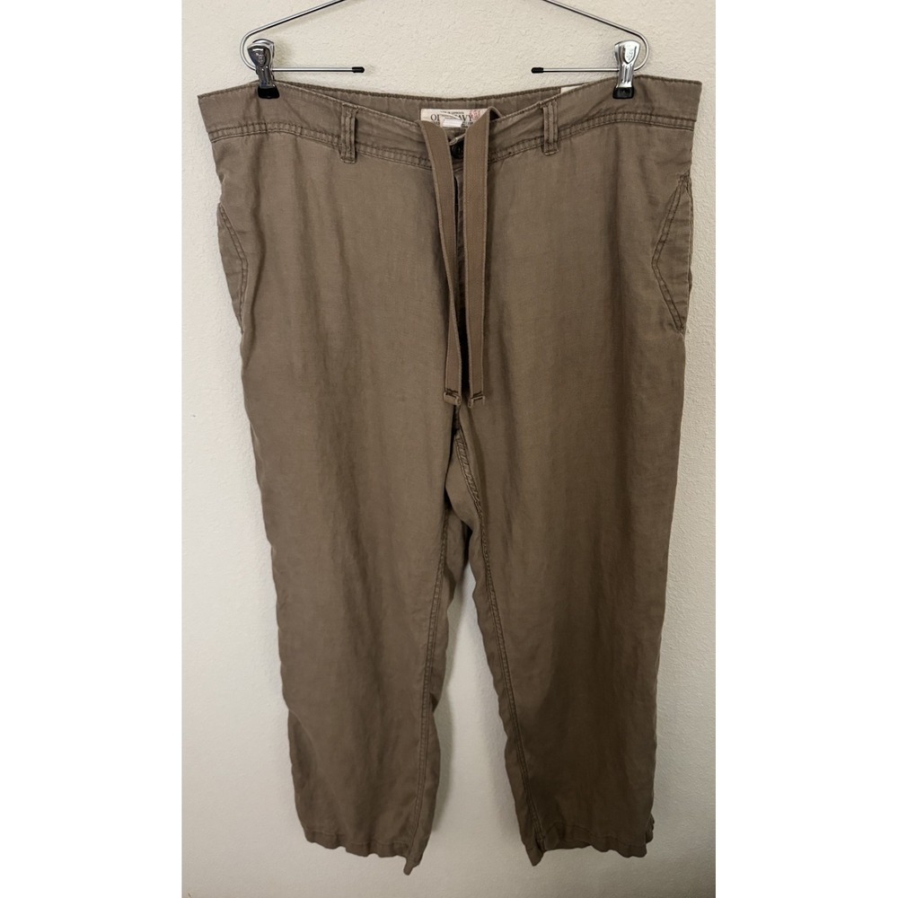 Old‎ Navy 100% Linen Pants Mens 38x30 Drawstring Baggy Casual Relaxed Fit Brown